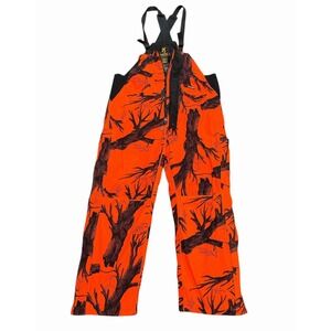 Vtg Browning Bibs Overalls Mens Sz L Gore-Tex Hydro Fleece Insulated Orange Camo